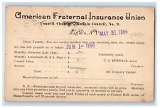 1896 American Fraternal Insurance Union Buffalo NY Advertising Postcard picture
