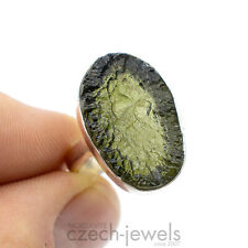 5.29g Moldavite genuine tektite ring US 7.5 silver .925 #VS46 picture