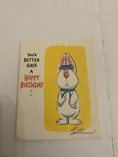 Vintage 1960's Happy Birthday Hallmark Humorous Greeting Card Rabbit picture