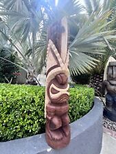 New 3’ 3” Lono #5 Tiki by Smokin' Tikis Hawaii Stained Coconut Palm Hand-carved picture