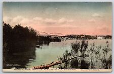 Clinton Iowa~Mississippi River~North Side Bridge~c1910 Postcard picture