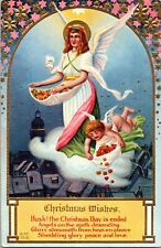 Vintage 1910's Christmas Antique Postcard featuring Beautiful Angels  picture