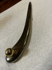 Vintage c1970's-80's Heavy (5oz.) Stainless Steel Gold Golf Ball Letter Opener picture