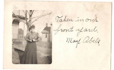 RPPC 1908 Lady in Front Yard May Abels Postcard Troy Minnesota Postcard picture