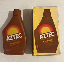 Vintage 1970s Aztec Sun Tan Lotion Plastic Tanning Oil Bottle Full NOS Dow picture