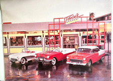 1957 Corvette 1956 Pontiac 1955 Chevy Diner Car Show Cafe Advertising 1950s Auto picture