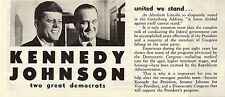 Official 1960 Kennedy Johnson DEMOCRATS CARE Campaign Handbill (1490) picture