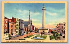 Mount Vernon Place Washington Monument Baltimore Maryland Fountain VNG Postcard picture