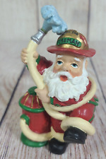 Vintage Roman Inc Fireman Santa Clause Figure Figurine Red Green White 4.5