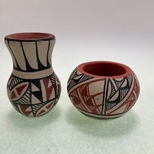 Vintage Pueblo Polychrome Small Pottery Pot & Vase Signed picture