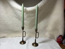 Vintage Bronze Tone Brass Candle Sticks Set of 2 India unique trumpet shape picture