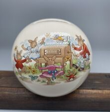 Bunnykins Royal Doulton Moneyball Piggy Bank Round Ceramic Dancing family picture