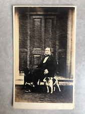 CDV Man With Dogs Jack Russell & Black Labrador Square Corner Thin Card Early picture