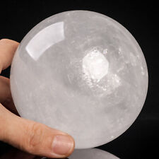 1311g97mm Large Natural Clear/White Calcite Crystal Sphere Healing Ball Chakra picture
