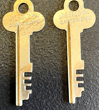 Lot of 2 Vintage Diebold Inc Safe & Lock FLAT BRASS Key Canton Ohio picture