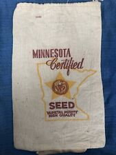 SCARCE VINTAGE MINNESOTA CERTIFIED SEED BAG SACK WITH 50+ STEEL BAG CLIPS picture