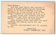 Dysart Iowa IA Postal Christmas Party Invitation Dysart Commercial Club c1940's picture