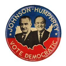 Vintage 1964 Johnson Humphrey Vote Democratic Pinback Button picture
