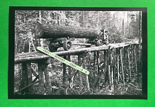 Found PHOTO of an Old Lumber Log Hauling Tractor Truck on Logging Bridge picture