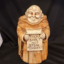 Vintage Cookie Jar Thou Shalt Not Steal Friar Monk Cookie Jar Tan Treasure Craft picture