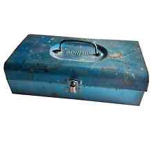Small Vintage Blue Bernz o matic Metal Toolbox Tackle Case Chest Handle 11