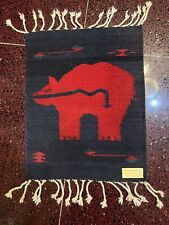 VTG Zapotec  Southwestern Indian Style RUG HAND WOVEN Wool fringe 20 in x 15in picture