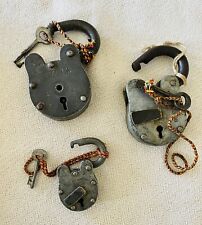 vintage Durable 6 Heavy 6 lever Padlocks and keys set of 3 picture
