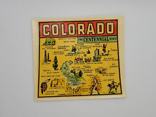 Vintage Colorado The Centennial State Map Travel Decal Water Transfer Sticker picture