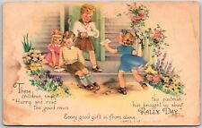 1944 Children Say Hurry And Read The Good News In Rally Day Posted Postcard picture