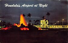 Honolulu International Airport Night Hawaii HI Aviation  Vtg Postcard U2 picture