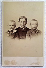 Antique Cabinet Card 3 Young Boys Children Portrait Brothers Dayton Ohio picture