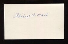 Philip A. Hart Signed 3x5 Index Card Autographed Signature AUTO Senator picture