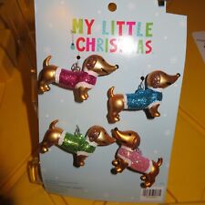 My Little Christmas Mini Dachshund Glitter Ornaments 4 Count NEW in Package picture
