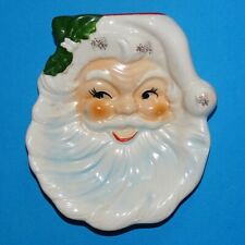 Vintage 1950s Japan SANTA HEAD Ceramic Christmas Trinket Candy Dish Tray picture