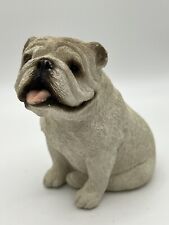 Sandicast White English Bulldog Retired Sitting With Tongue Out Style M-176 picture