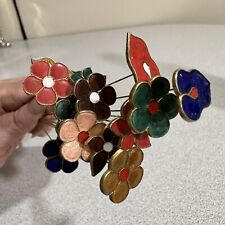 Vintage Cloisonne Flowers with brass 16 pieces picture