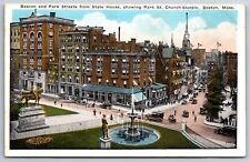 Boston Massachusetts~Beacon & Park Streets From State House~Vintage Postcard picture