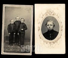 Lot of 2 Civil War Era / 1860s CDVs of Little Boys / Military Cadets in Uniform picture