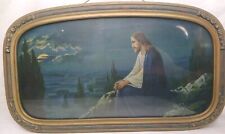 Vintage Jesus On The Mount of Mt Olives Print Religious Christian Framed 1920s  picture