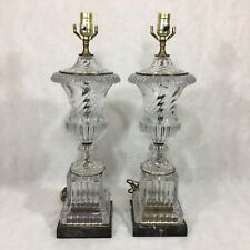 Vintage Paul Hanson Pair Of Baccarat Style Crystal Urn Glass Lamps Mid Century picture