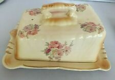 ANTIQUE CERAMIC CHEESE DISH FLORAL  WITH COVER picture
