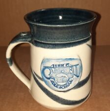 MUG COFFEE THE JOHN C. CAMPBELL FOLK SCHOOL HANDMADE CLAY BLUE & WHITE SIGNED picture