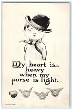 c1910's Little Boy My Heart Is Heavy When My Purse Is Light Antique Postcard picture