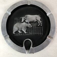 Bruce Fox Cast Aluminum Bear Bull Stock Market Exchange Ashtray picture