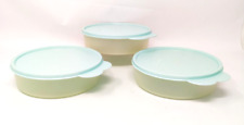 Set of 3 Vintage Tupperware Round Wonder Short Cereal Bowls 1405-16  w/ Lids picture