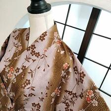Japanese Washable Kimono Small Pattern Single Garment Floral Purple Brown  picture
