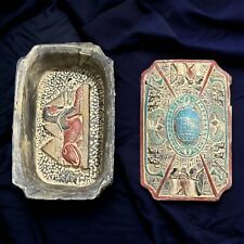 ANCIENT EGYPTIAN ANTIQUES Scarab Jewelry Box Engraved With Sphinx Egyptian BC picture