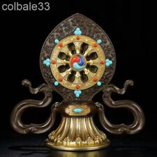 25cm Tibet Buddhism Copper chakravatna Dharma Wheel Falun statue picture