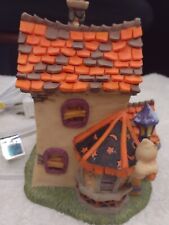 Vintage Halloween Creepy Haunted House Castle Electric Light Up Ceramic 7x7.5 in picture