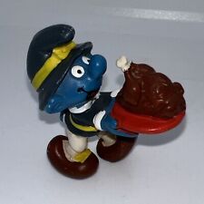 Vintage Smurfs PVC figure, Smurf with turkey Thanksgiving picture